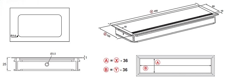 PASACABLES EXIT G-14 S GLASS ALUMINIO SOFT CLOSE 