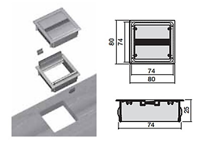 PASACABLES GIUSEPPE CUADRADO 80X80MM ZAMAK 