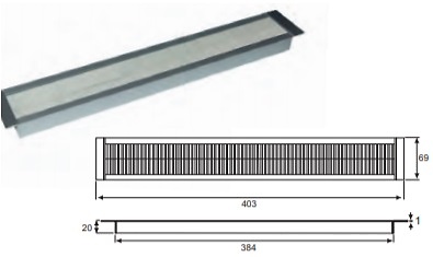 PASACABLES NCT ALUMINIO PELO NEGRO 20 mm 63X385MM 69X403MM CUADRADO 20 mm 63X385MM 69X403MM CUADRADO PELO GRIS 