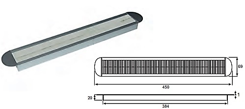 PASACABLES NCT ALUMINIO PELO NEGRO 20 mm 63X385MM 69X450MM OVALADO 20 mm 63X385MM 69X450MM OVALADO PELO GRIS 