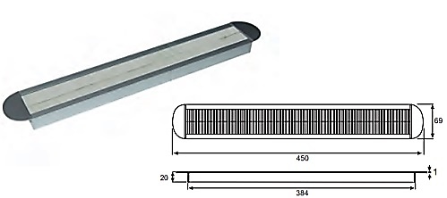 PASACABLES NCT ALUMINIO PELO NEGRO 20 mm 63X385MM 69X450MM OVALADO PELO GRIS 20 mm 63X385MM 69X450MM OVALADO 