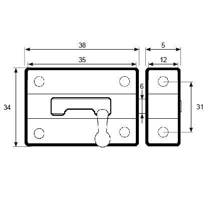 PASADOR ZAMAK PS03 CROMO BRILLO 11,5 53 34 ZAMAK 25 