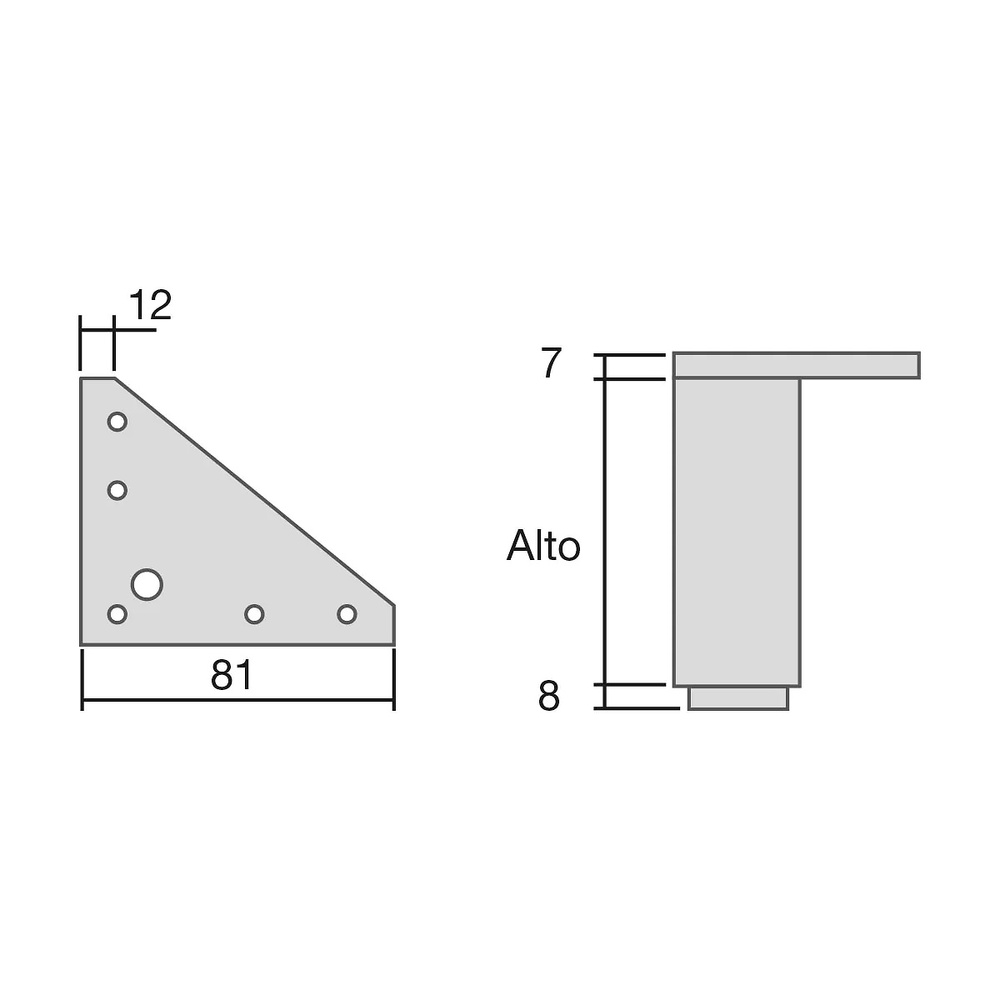 PATA ALUMINIO/ABS 40X40MM REGULABLE PARA MUEBLE PAULA 