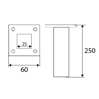 PATA ECO CUADRADA PT24 GRIS 250 60 60 ACERO 4 