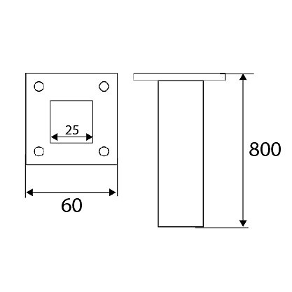 PATA ECO CUADRADA PT24 GRIS 800 60 60 ACERO 4 