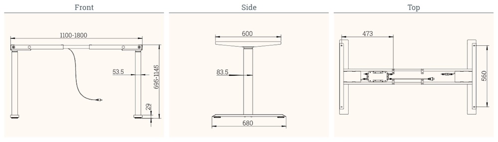 PATA MESA ELEVADORA E-MORE 2 MOTORES TQD REMOTO 2 SEGMENTOS 
