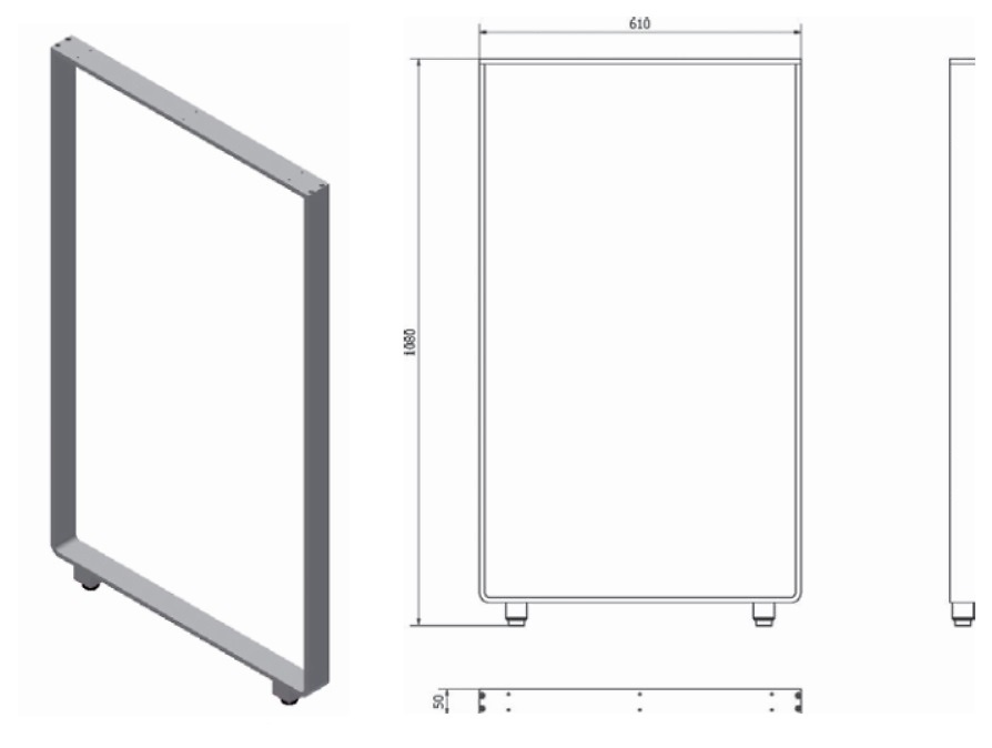 PATA MESA MOD. ARCO 1080/1100X610 MM PLETINA 50MM ALUMINIO PLATA MATE REGULABLE 