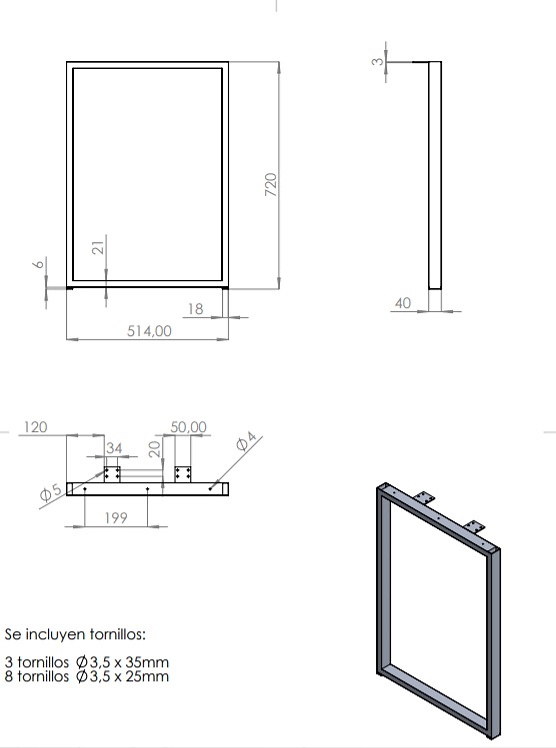 PATA MESA MOD. USHA ALT.720 MM 