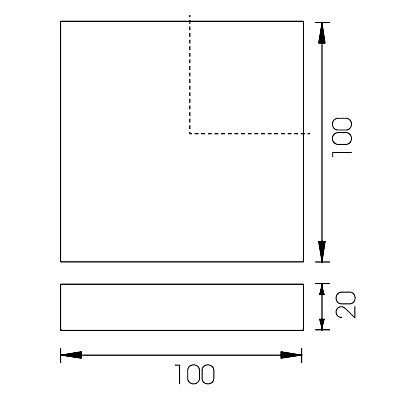 PATA MUEBLE CUADRADA PT01 100x100x20mm ALUMINIO 