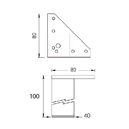 PATA MUEBLE CUADRADA PT15 ALUMINIO ALUMINIO 100 80 80 ABS 1 