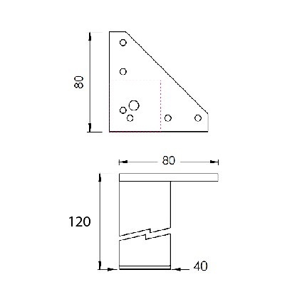 PATA MUEBLE CUADRADA PT15 ALUMINIO ALUMINIO 120 80 80 ABS 1 