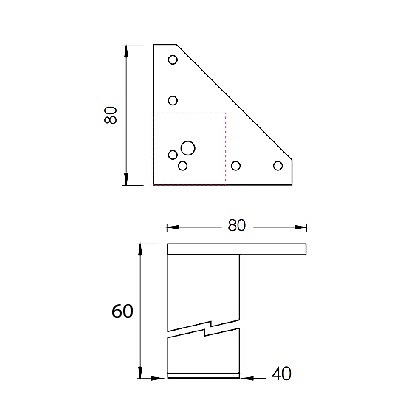 PATA MUEBLE CUADRADA PT15 ALUMINIO ALUMINIO 80 60 80 ABS 1 