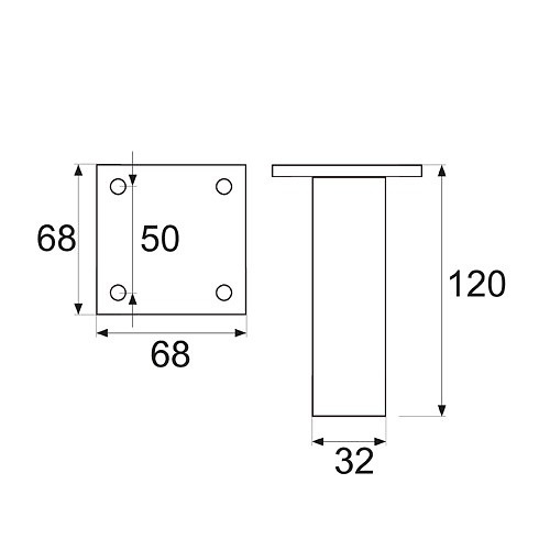 PATA MUEBLE CUADRADA PT16 120x32mm AL 