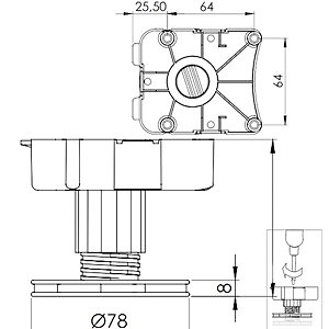 PATA MUEBLE REDONDA PT04 50-70mm NEGRO 