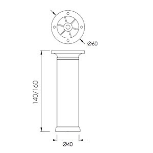 PATA MUEBLE REDONDA PT14 ALUMINIO ALUMINIO 80 60 60 ALUMINIO 1 