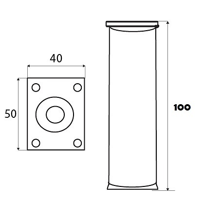 PATA MUEBLE REDONDA PT18 ALUMINIO ALUMINIO 100 40 50 ALUMINIO 4 