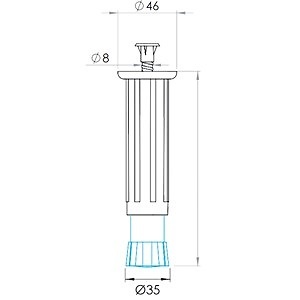 PATA MUEBLE REDONDA TORNILLO ZAMAK PT12 130-200mm NEGRO 