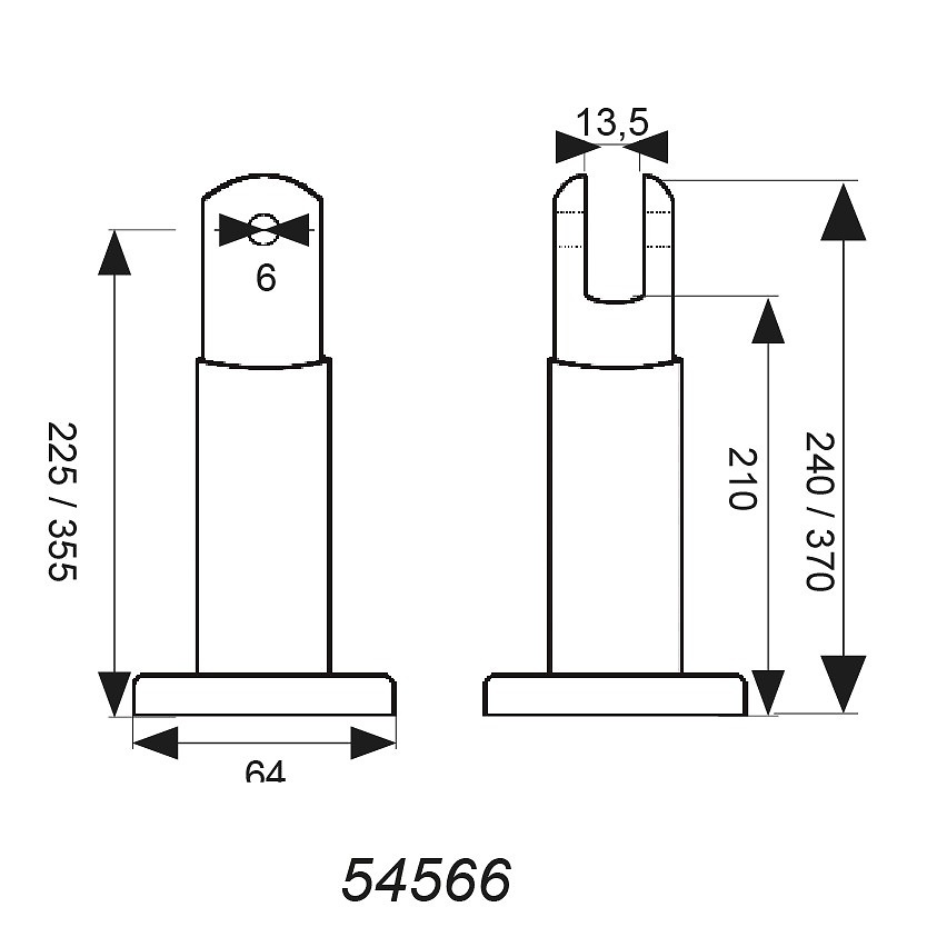 PATA REGULABLE CB10 210/370mm INOX 