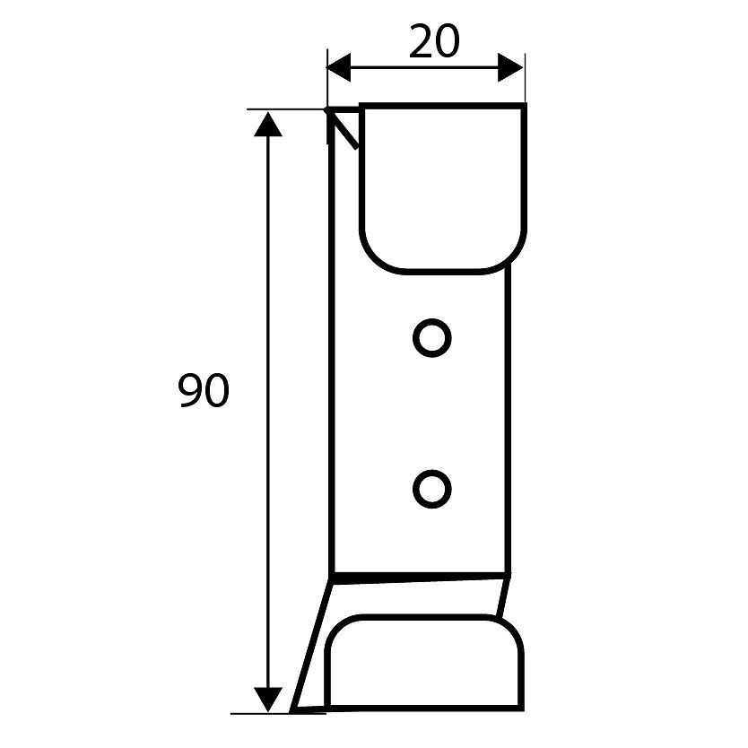 PERCHA DOBLE PER14 90x20mm INOX 