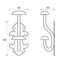 PERCHA FORJA PER08 120x85mm NEGRO 