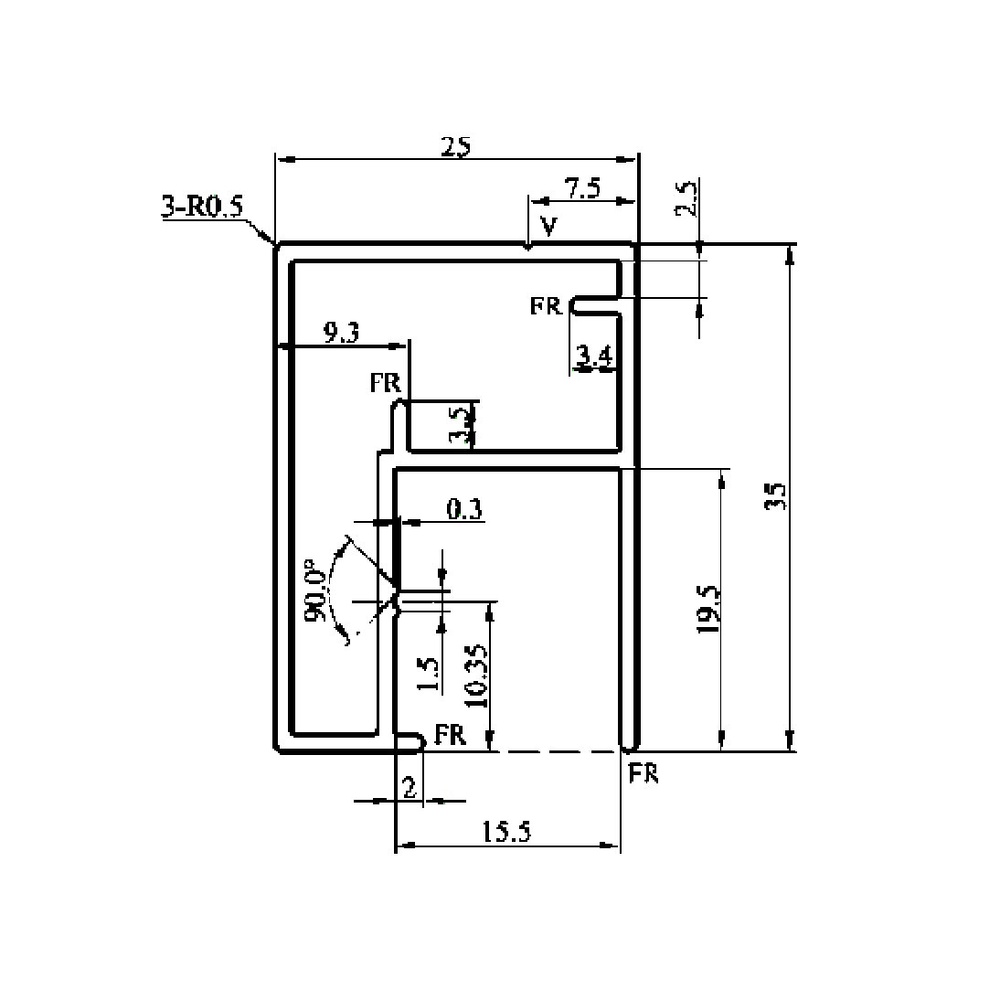 PERFIL SUPERIOR CABINA CB19 3950mm ALUMINIO 