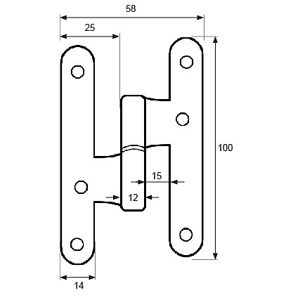 PERNIO SIN REMATE PN07 100x58mm INOX INOX 12 58 derecha 100 ACERO INOXIDABLE 20 INOX 12 58 derecha 100 ACERO INOXIDABLE 1 