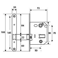 PICAPORTE CONDENA CANTO REDONDO PCT02 70mm 