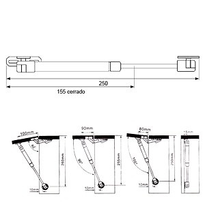 PISTON GAS ELEVABLE BCP01 ALUMINIO ALUMINIO 16 50 255 ALUMINIO 1 ALUMINIO 16 50 255 10 