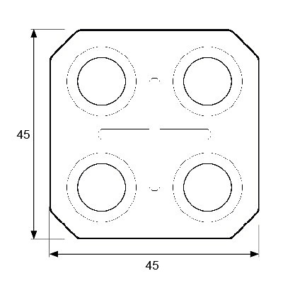 PLACA CUADRADA PLC06 45x45mm ZINCADO ZINCADO 1 45 1MM 45 ACERO 100 