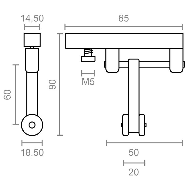 POLEA CORREDERA PERGOLA TLD21 20mm BLANCO 90 185 65 NYLON 1 