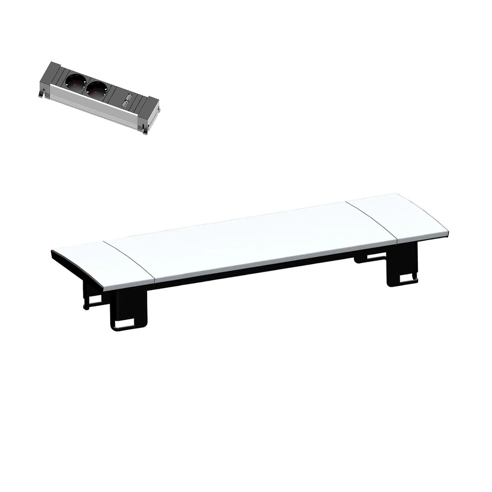 POWER FRAME COVER REGLETA ENCASTRABLE COMPACTA CON TAPA PLATA BLANCO 2TT+2USB 