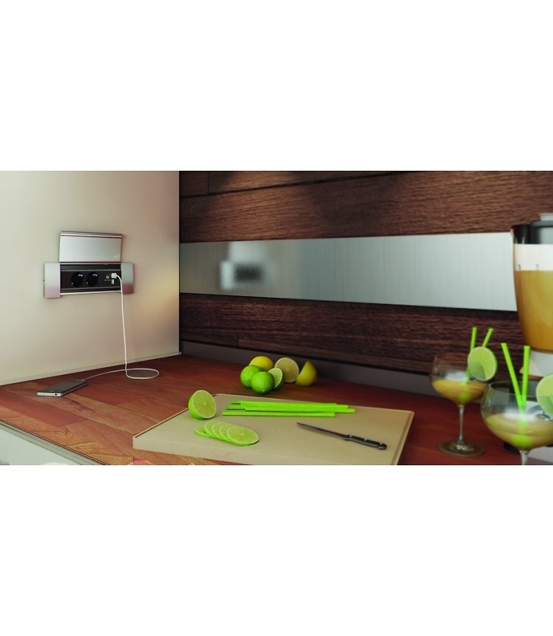POWER FRAME COVER REGLETA ENCASTRABLE COMPACTA CON TAPA PLATA 