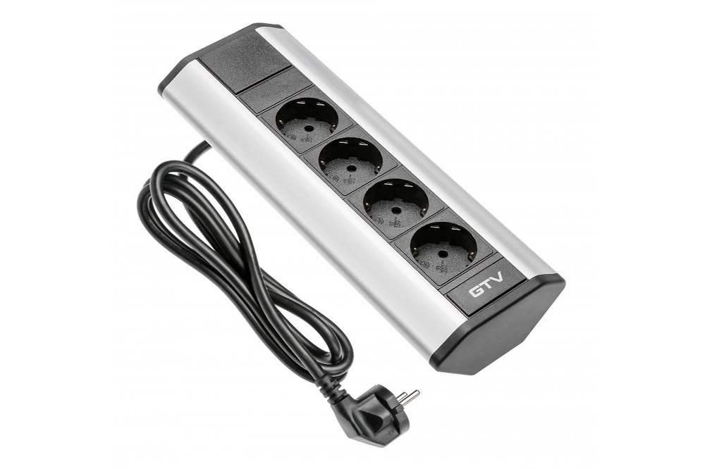 REGLETA ANGULAR PARA MESA DE TRABAJO 4X SCHUKO (PLATA) 