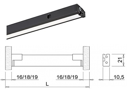 REGLETA LED INTEGRA BASKI SHE IR ENCENDIDO PROX. PARA CAJON Y PUERTA NEGRO MATE A 24V 