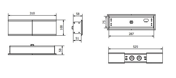 REGLETA PARA MESA DE TRABAJO PRESTINO EMPOTRADO DESLIZANTE 