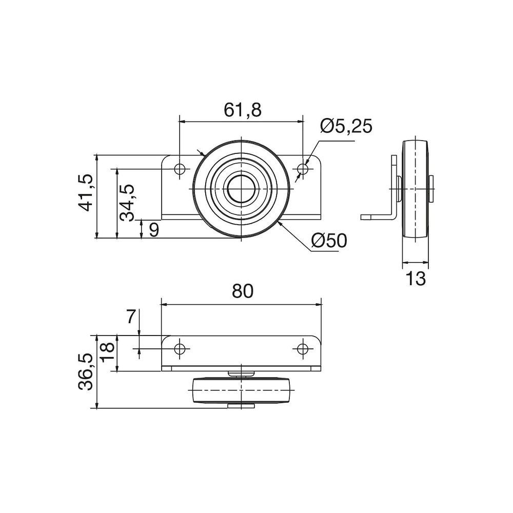 RUEDA DE MUEBLE PARA SOBREPONER SERIE N-PGI 