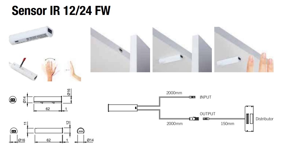 SENSOR DE ENCENDIDO POR APROXIMACION O PUERTA IR 12/24 FW 
