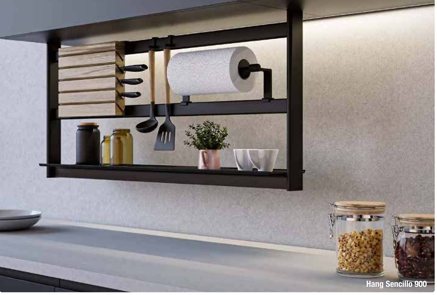 SISTEMA HANG ESTANTE COLGANTE BAJO MUEBLE NEGRO MATE 
