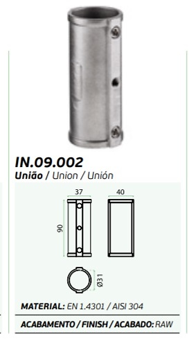 SISTEMA MODULAR CONECTORES CONNECT SYSTEMS PLUMBING ACERO INOX ACABADO RAW CONECTOR 90X40MM 