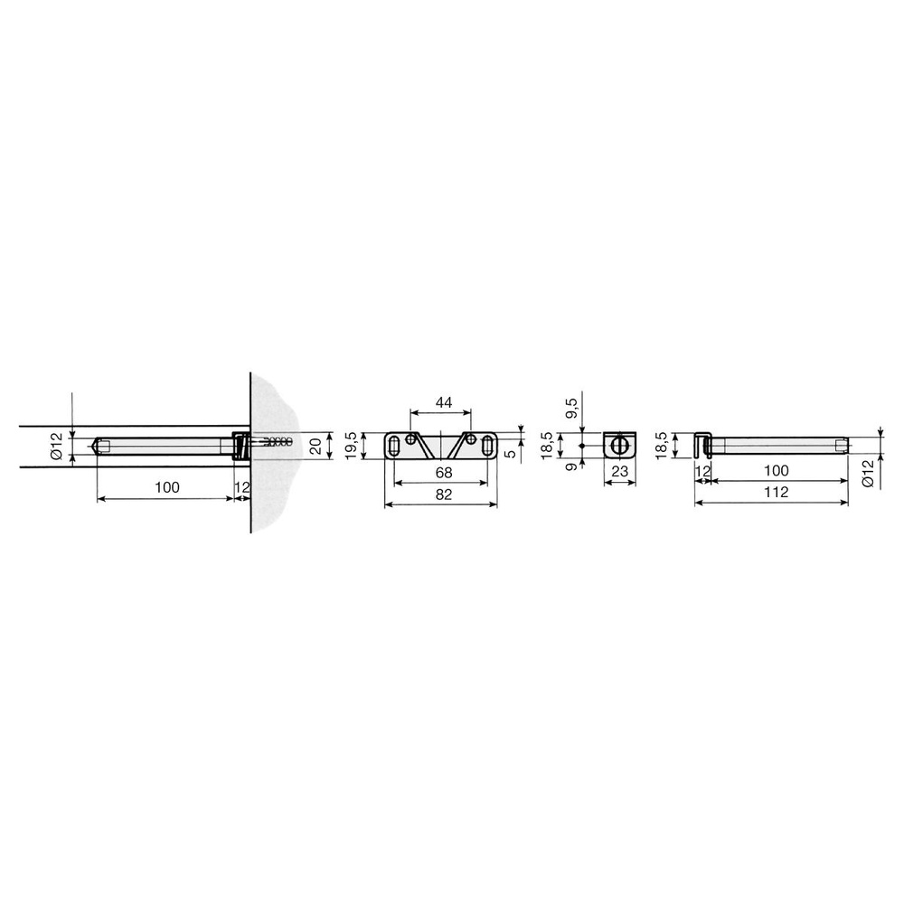 SOPORTE OCULTO PARA BALDAS REGULABLE POR EXCENTRICA PARA EMBUTIR AL CANTO 