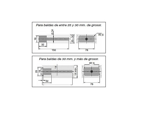 SOPORTE OCULTO TRIADE REGULABLE PARA ESTANTES DE MÁXIMO 300 MM PARA EMBUTIR EN LA MADERA 