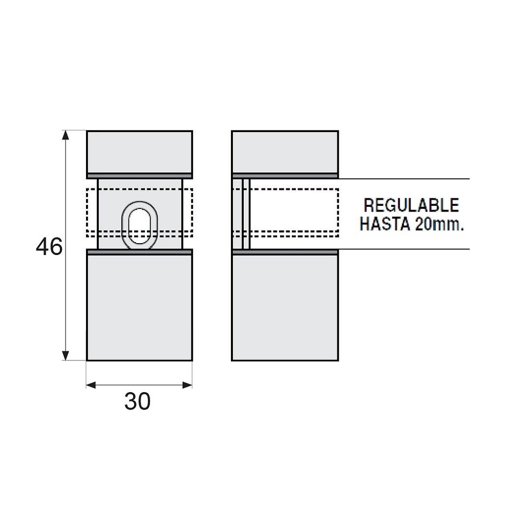 SOPORTE PELICANO SP05 30x46mm CROMO MATE 