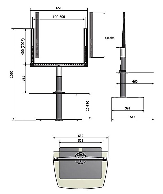 SOPORTE TV PIE GIRO MOTORIZADO XS1202-FSTANDIR-S 