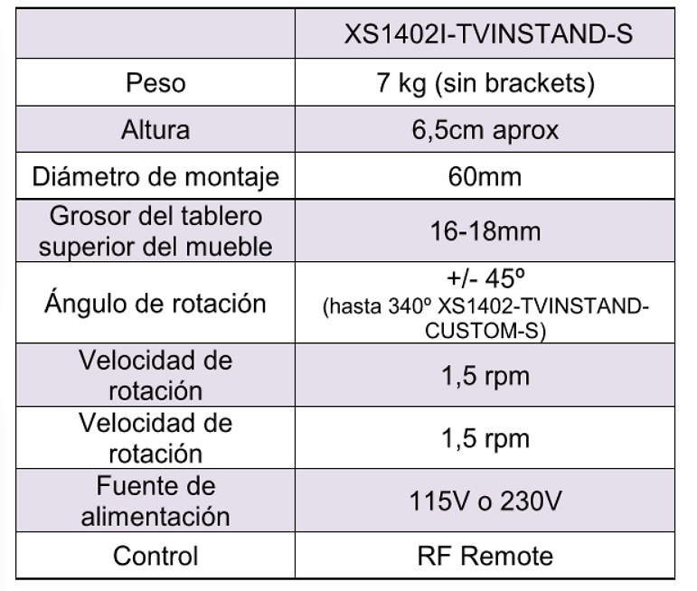 SOPORTE TV PIE GIRO MOTORIZADO XS1402I-TVINSTAND-S 