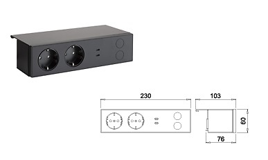 SYSTEMA MODULABLE DECORATIVO NEGRO MATE LED A 24 V NEGRO MATE SYSTEMA NETY incluye dos tomas de corriente Schuko (conectar 2000W máximo) y dos tomas cargador móvil USB-C (20W máximo). Dispone de 2 sensores táctiles de atenuación utilizados para encender y apagar, controlar el brillo (5-100%) y seleccionar la tonalidad de color (2700 – 4000 K). NETY SCK D-MOTION 2700K-4000K TUNABLE 220Vac/24Vdc 