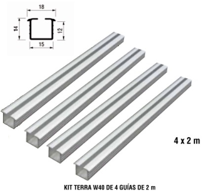 TERRA W40 SISTEMA PARA PUERTAS DE MADERA CORREDERA APOYADA 19 A 40 MM GROSOR Y 40 KG PLATA KIT 4 GUIAS SUPERIOR E INFERIOR 2000 MM 2000 MM BLANCO CHAMONIX KIT 4 GUIAS SUPERIOR E INFERIOR 2000 MM BLACK MOKKA KIT 4 GUIAS SUPERIOR E INFERIOR 3000 MM KIT 4 GUIAS SUPERIOR E INFERIOR PLATA 3000 MM BLANCO CHAMONIX KIT 4 GUIAS SUPERIOR E INFERIOR 3000 MM BLACK MOKKA KIT 4 GUIAS SUPERIOR E INFERIOR 3000 MM KIT 4 GUIAS SUPERIOR E INFERIOR PLATA 3000 MM BLANCO CHAMONIX KIT 4 GUIAS SUPERIOR E INFERIOR 3000 MM BLACK MOKKA KIT 4 GUIAS SUPERIOR E INFERIOR 