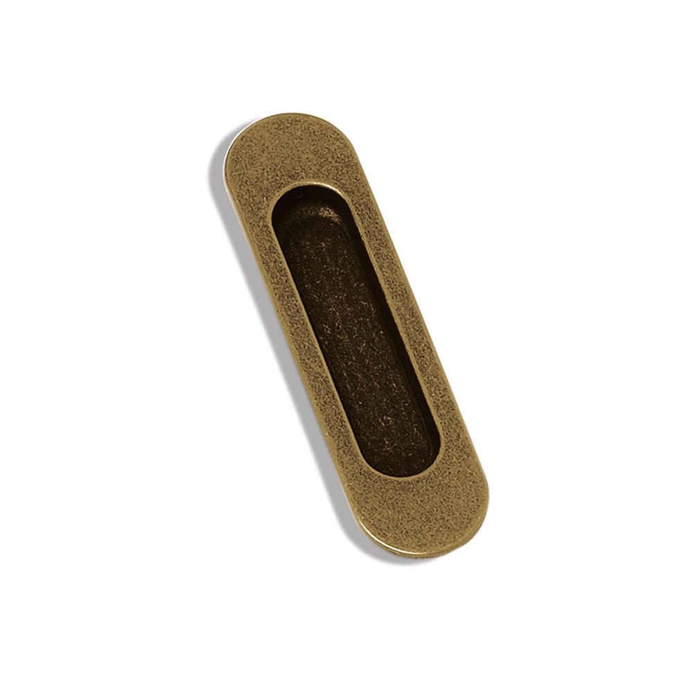 TIRADOR CAZOLETA NOE OVAL PARA EMBUTIR 150X40 MM ZAMAK LATON OXIDADO 103X26X11 MM 150X40 MM 