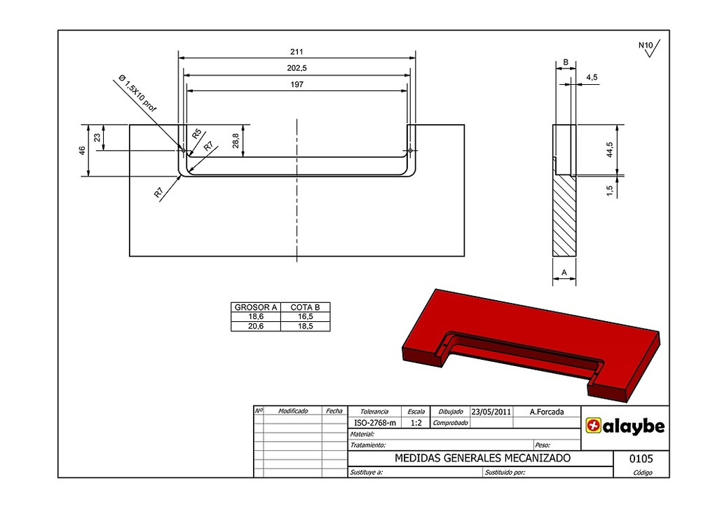 TIRADOR EMBUTIR MOD.LIKE ZAMAK EFECTO INOX MATE 