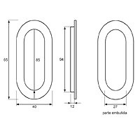 TIRADOR EMBUTIR OVALADO TE06 120x40mm 