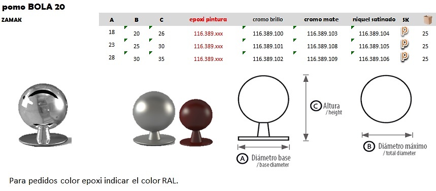 TIRADOR MOD. 20 BOLA ZAMAK 